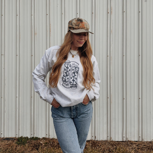 "Kick the Dust Up" Cowgirl Boots Crewneck
