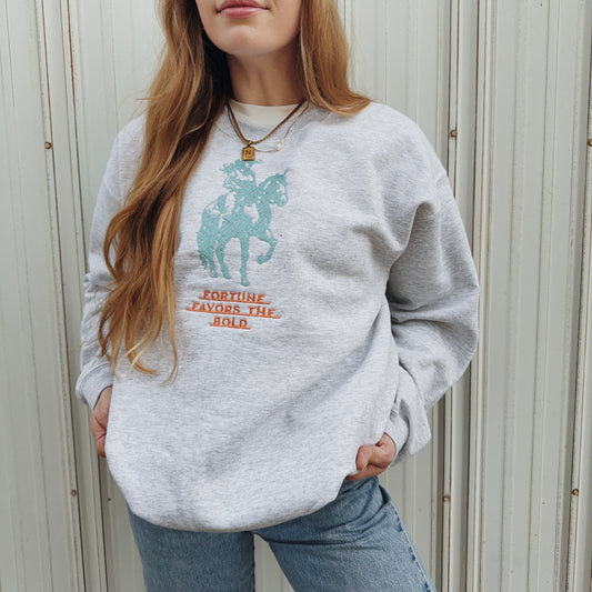 Fortune Favors the Bold Embroidered Crewneck