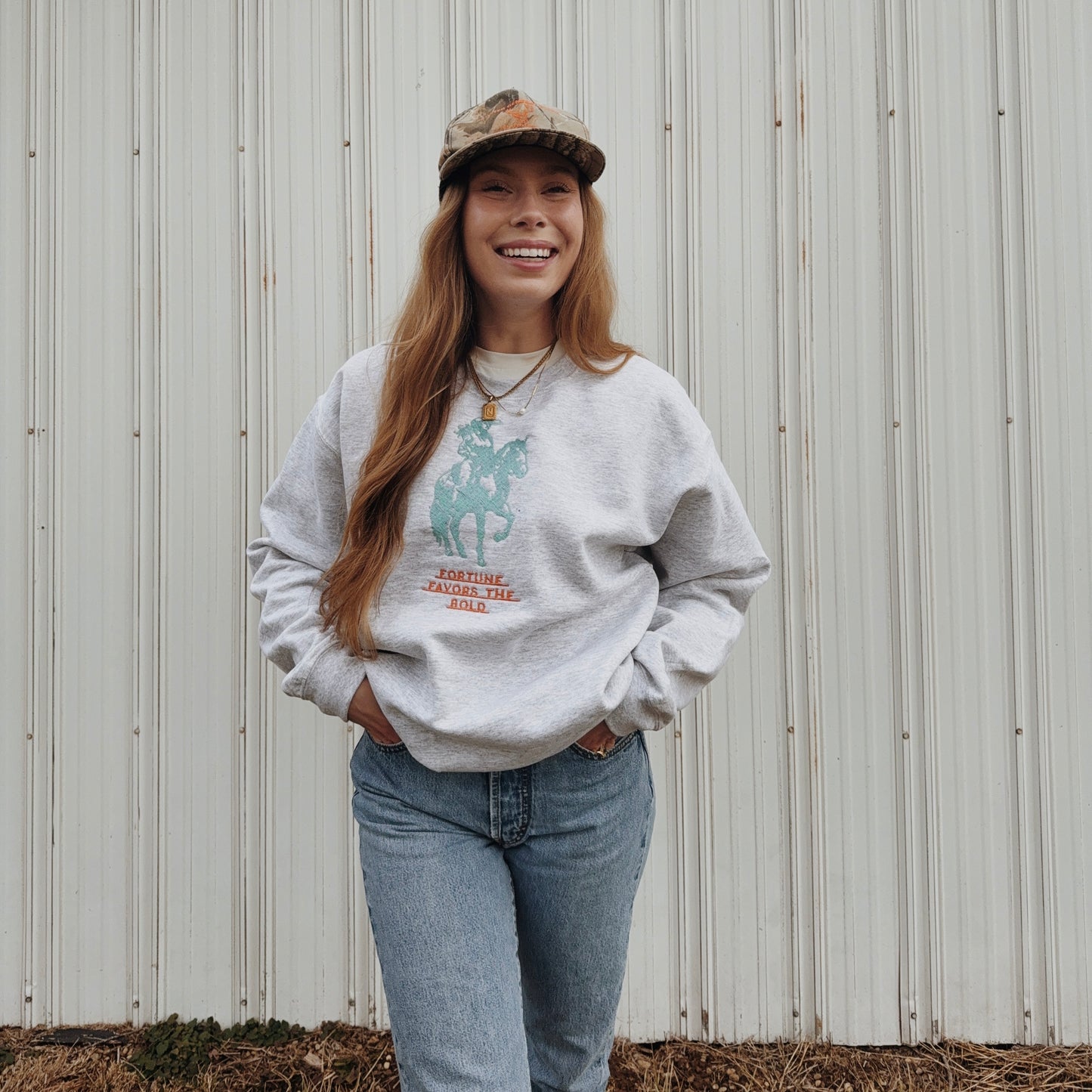 Fortune Favors the Bold Embroidered Crewneck
