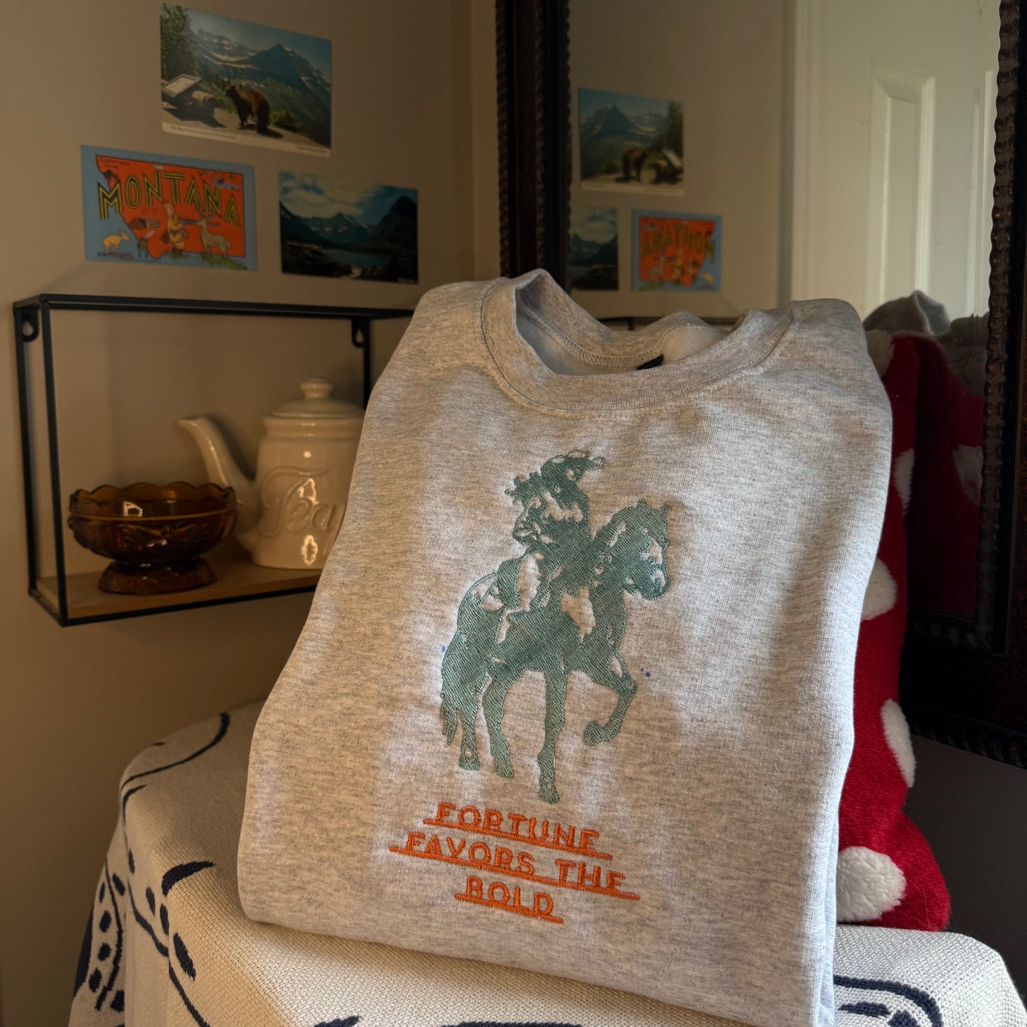 Fortune Favors the Bold Embroidered Crewneck