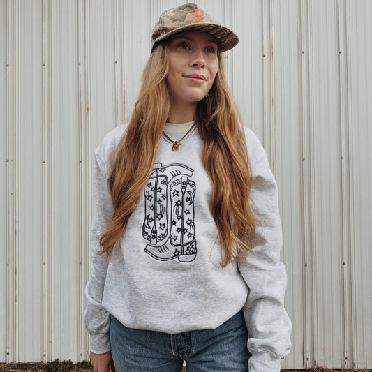 "Kick the Dust Up" Cowgirl Boots Crewneck