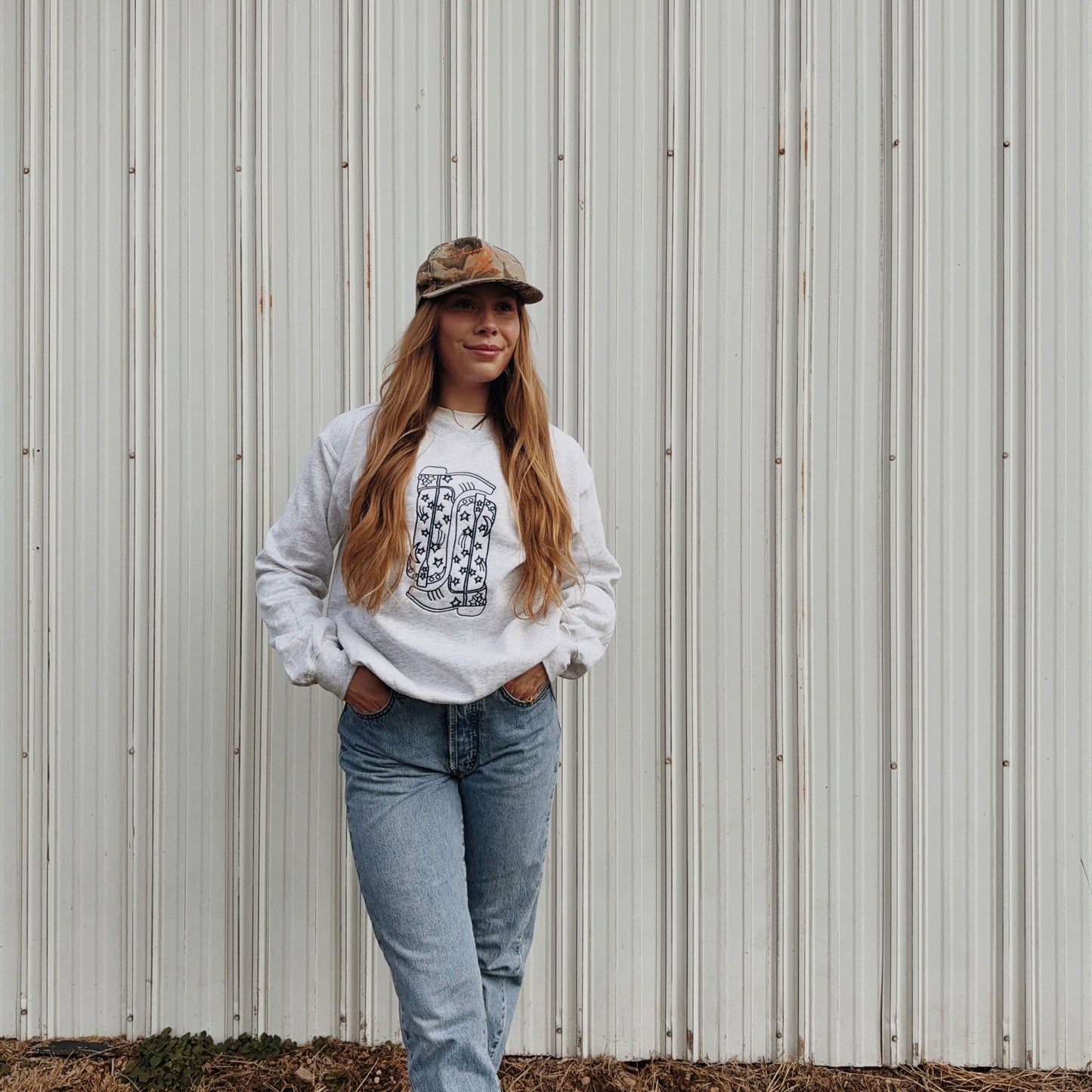 "Kick the Dust Up" Cowgirl Boots Crewneck