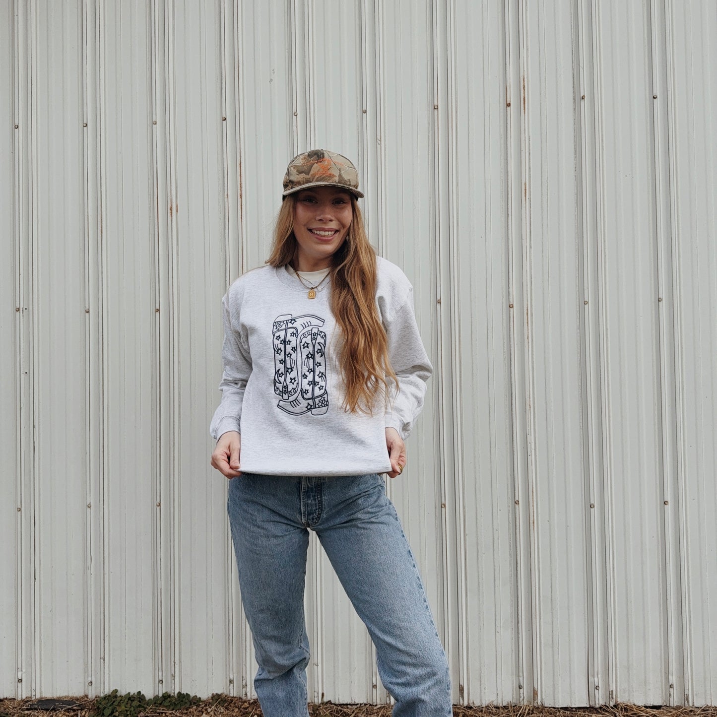 "Kick the Dust Up" Cowgirl Boots Crewneck