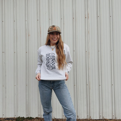 "Kick the Dust Up" Cowgirl Boots Crewneck