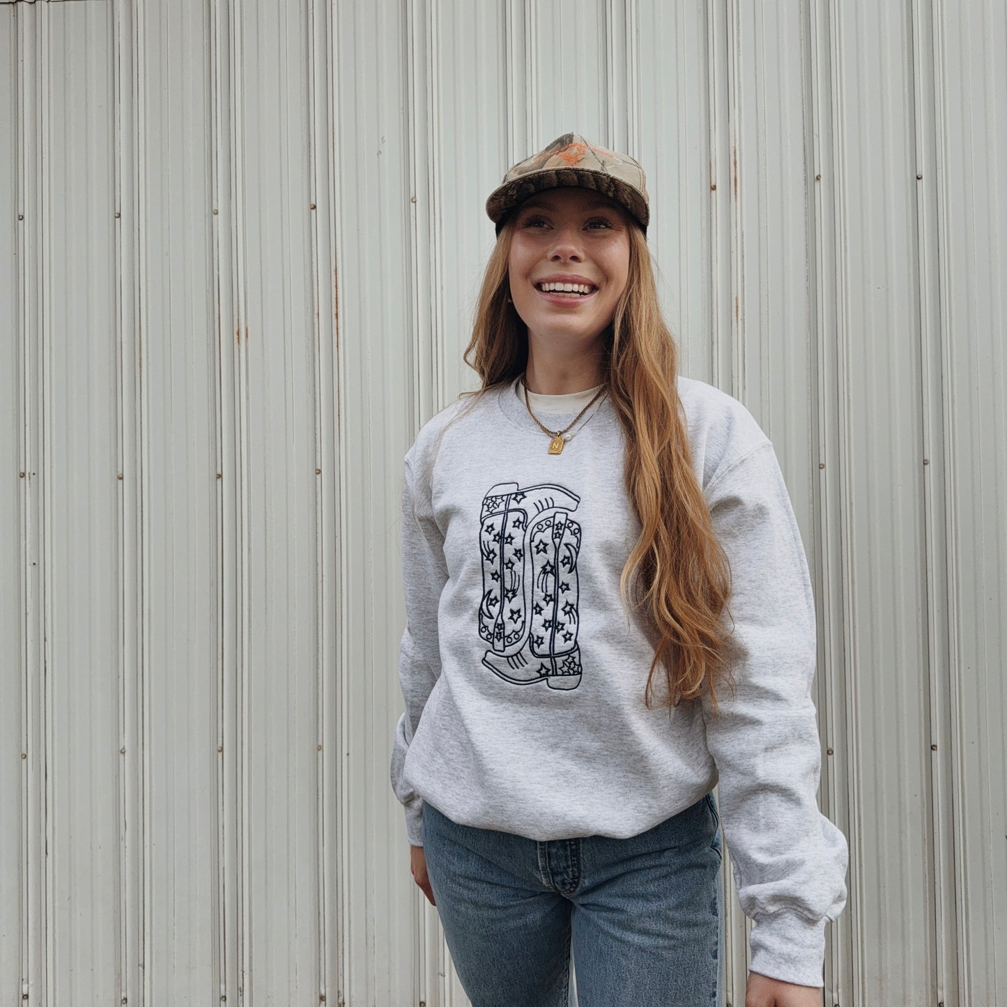 "Kick the Dust Up" Cowgirl Boots Crewneck